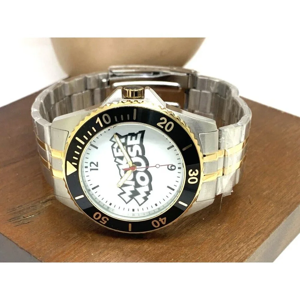 Disney Mickey Mouse Men's Watch WDS000695 Quartz Two Tone Stainless Steel 43mm